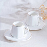 Elera Gold 6'lı Kahve Fincan Takımı - Beyaz / Gold - 90 ml