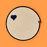 Soft Mavi Kalp Nakışlı Supla - Ekru - 33x33 cm