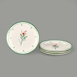 Ebru 4'lü Porselen Tatlı Tabağı Seti - Renkli - 19 cm