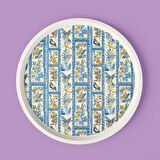 Kitchen Blue Toya Yuvarlak Tepsi - Renkli - 36x36 cm