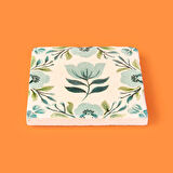 Kitchen Mavi Çiçekli Taş Bardak Altlığı - Renkli - 10x10 cm