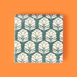 Kitchen Beyaz Çiçekli Taş Bardak Altlığı - Renkli - 10x10 cm