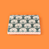 Kitchen Beyaz Çiçekli Taş Bardak Altlığı - Renkli - 10x10 cm