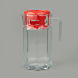 Köşem Sürahi - Şeffaf / Kırmızı - 1,25 lt