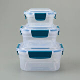 3'lü Kare Kilitli Saklama Kabı - Asorti