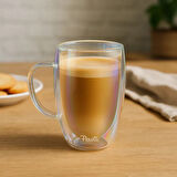 Colors Çift Cidarlı Lüsterli Latte Kupa - Şeffaf - 450 ml