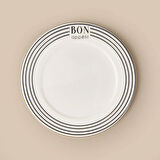 Kitchen Elegant Curves Porselen Pasta Tabağı - Siyah / Beyaz - 20 cm