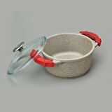 Döküm Tencere - Bej / Kırmızı - 20 cm