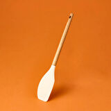 Ahşap Saplı Silikon Spatula - Krem / Kahverengi
