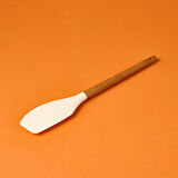 Ahşap Saplı Silikon Spatula - Krem / Kahverengi