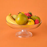 Ayaklı Cam Meyvelik - Şeffaf - 30 cm