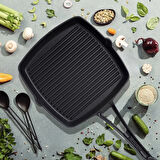 Kare Döküm Izgara Tava - Siyah - 26x26 cm