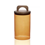 Mia Akasya Kulplu Cam Kavanoz - Amber - 1 lt