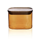 Mia Akasya Dikdörtgen Cam Kavanoz - Amber - 500 ml