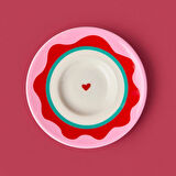 Kitchen Granny Çay Tabağı - Pembe / Kırmızı - 13 cm