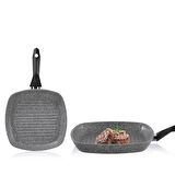 Cory Yanmaz Yapışmaz Kare Grill Tava - Gri - 28 cm
