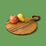 Akasya Yuvarlak Halkalı Kesim Tahtası - Kahverengi - 38x28 cm