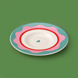Kitchen Granny Çay Tabağı - Yeşil / Pembe - 13 cm