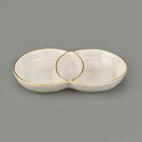 3 Bölmeli Sosluk Çerezlik - Krem - 13x21 cm