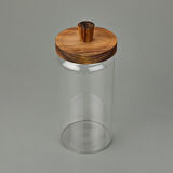 Akasya Kapaklı Kavanoz - Kahverengi / Şeffaf - 950 ml