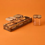 Akasya Cam Baharatlık Seti - Kahverengi / Şeffaf