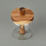 Akasya Kapaklı Kavanoz - Kahverengi / Şeffaf - 450 ml