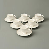 Kitchen 12 Parça Porselen Kahve Fincan Seti - Beyaz / Altın