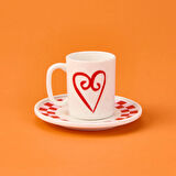 Kitchen Love 4 Parça Kahve Fincan Takımı - Pembe / Beyaz