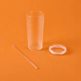 Pipetli Cam Bardak - Şeffaf - 550 ml