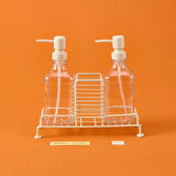 Cream 2'li Metal Stantlı Cam Sıvı Sabunluk - Şeffaf / Krem - 200 ml