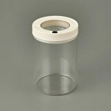 Vakumlu Erzak Kavanozu - Beyaz / Şeffaf - 1400 ml