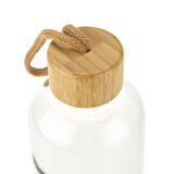 Bambu Kapaklı H2O Cam Matara - Şeffaf / Açık Kahverengi - 1 lt