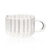 Çizgili Isıya Dayanıklı Cam Kupa - Şeffaf - 250 ml