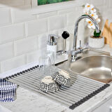 Lavabo Üstü Katlanabilen Mutfak Rafı - Gri