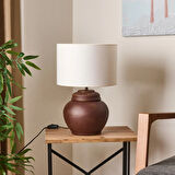 Lighting Çiçekli Kapaklı Abajur - Kahverengi / Krem - 50 cm