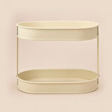Bath 2 Katlı Oval Organizer - Krem - 32,5x19 cm