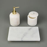 Bath 3'lü Mermer Banyo Seti - Beyaz