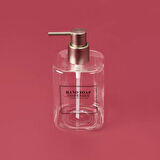 Kare Borosilikat Cam Sıvı Sabunluk - Şeffaf / Gri