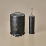 Bath Desenli 2'li Banyo Seti - Siyah