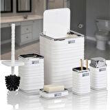 Home Luna Kare 5 li Banyo Seti - Beyaz