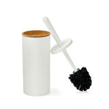 Home Ahşap Desenli Çizgili Yuvarlak 2'li Banyo Aksesuar Seti - Beyaz