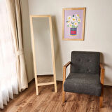 Deco Ahşap Boy Aynası - Bej - 160x45 cm