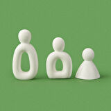 Deco 3'lü Family Obje - Beyaz