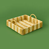 Deco Acerra Dekoratif Tepsi - Turuncu / Krem - 22x22x5 cm