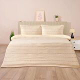 Soft Elias İpliği Boyalı Çift Kişilik Nevresim Takımı - Ekru