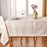 Soft Herringbone Masa Örtüsü - Ekru - 140x220 cm