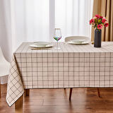 Trallies Masa Örtüsü - Ekru / Siyah - 150x220 cm