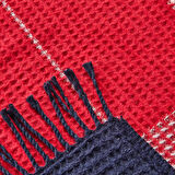 Soft Vintera Pamuklu Tek Kişilik Battaniye - Kırmızı / Lacivert - 150x200 cm