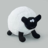 Soft Kara Kuzu Figürlü Yastık - Beyaz - 25x17 cm