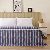 Soft Mavruz Pamuklu Çift Kişilik Battaniye - Mavi - 200x220 cm